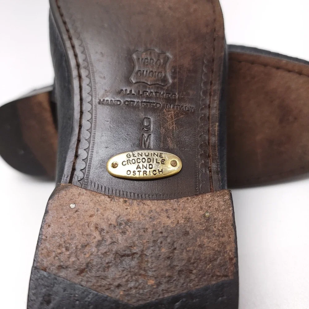 Zelli‎ Mens Crocodile Ostrich Penny Loafer Slip on Shoes Size 9